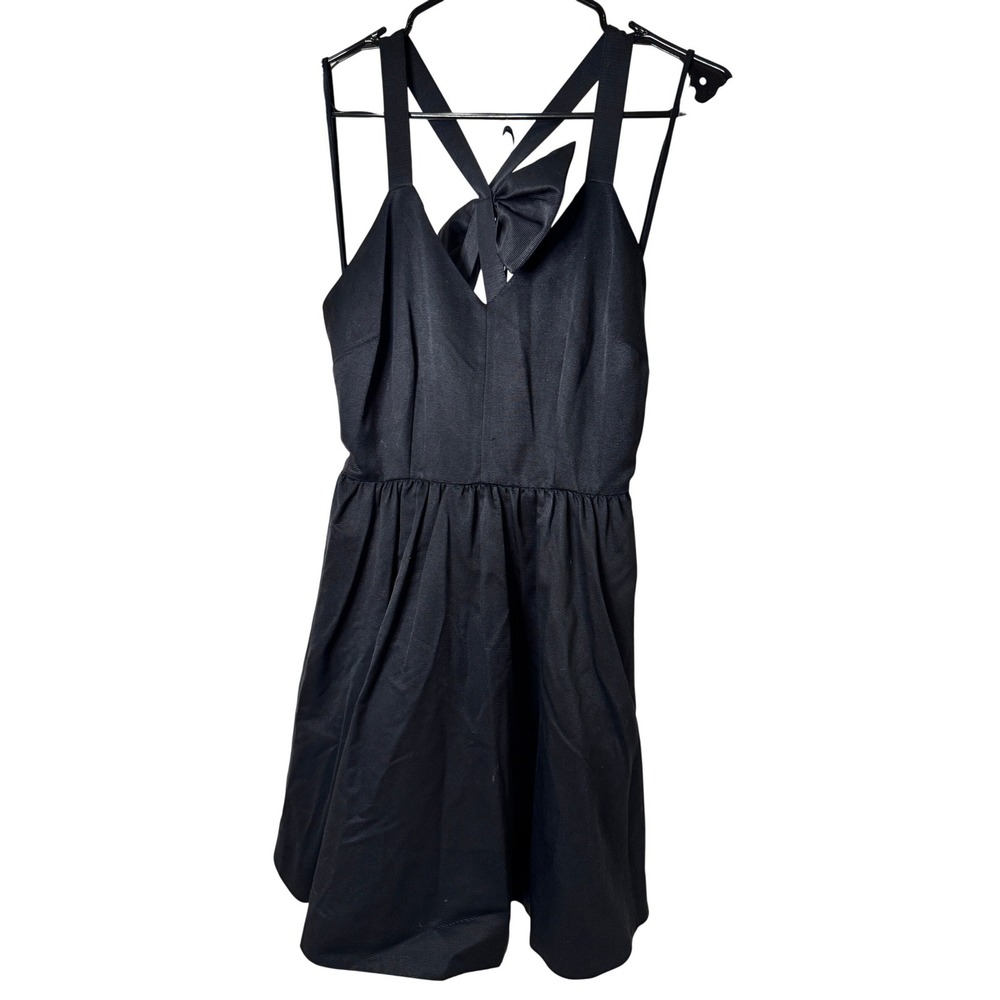Vineyard Vines Black Fit and Flare Mini Dress Bow‎ Back Crisscross Straps Size 2